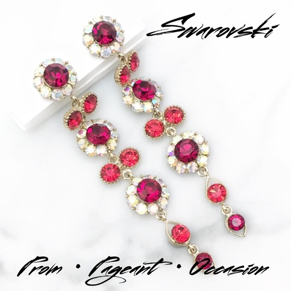 Jim Ball Jewelry - Long Red Swarovski Crystal Event Earrings
